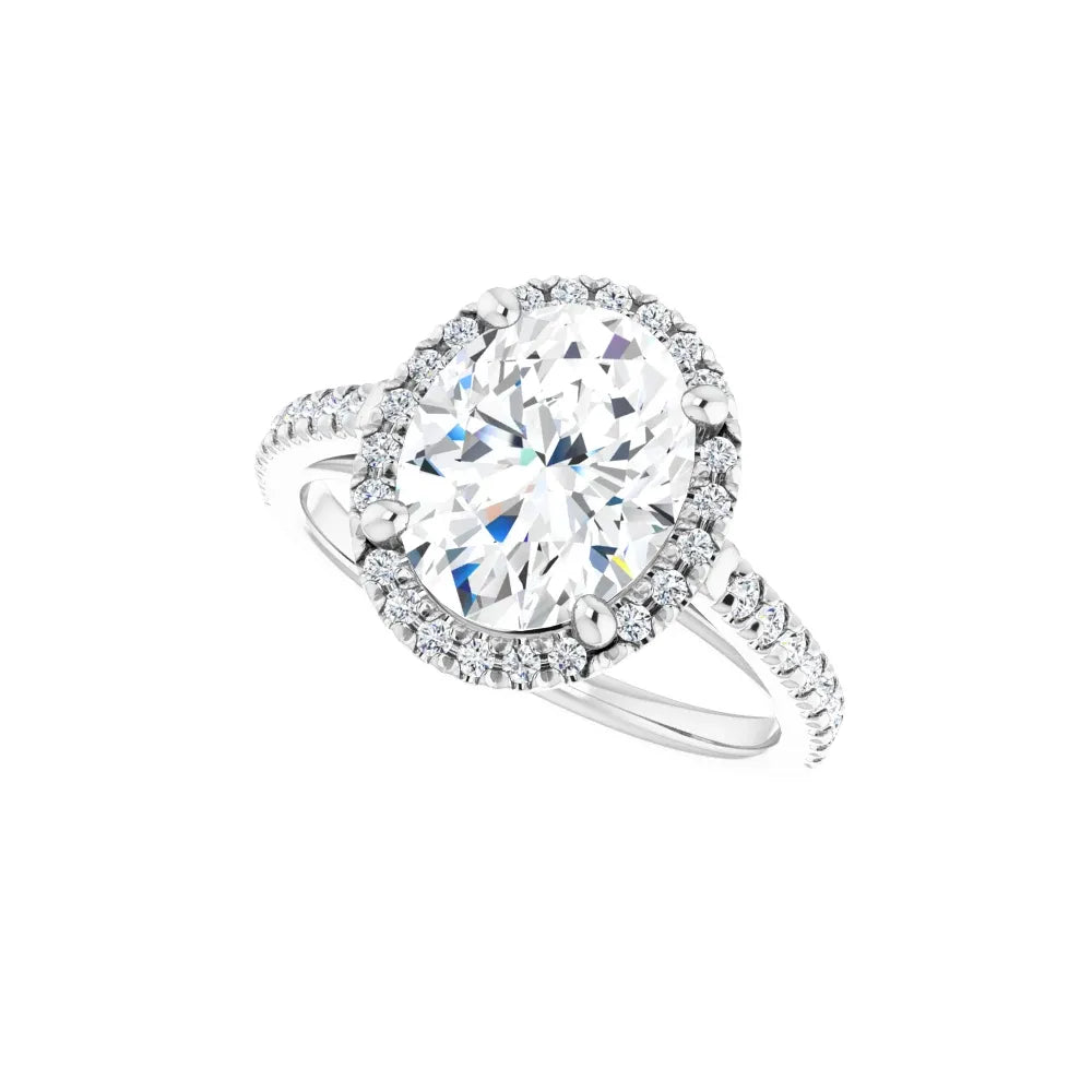 Moissanite Oval French Halo Ring